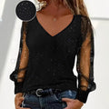 Loose-fit V-neck Fashionable Casual Elegant T-shirt Top