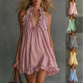 Elegant Resort-style Fashion Sleeveless Halter-neck Dress