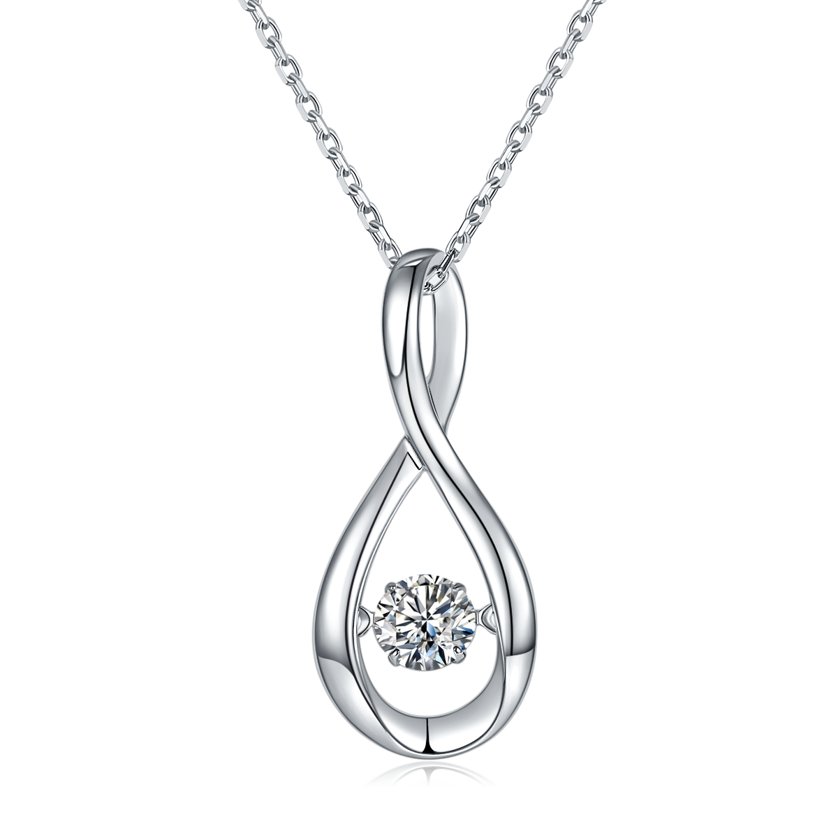 S925 Sterling Silver 0.5ct D Color VVS1 Moissanite Infinity Pendant Necklace 45cm Platinum Plated GRA Certified Gift Box