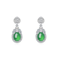 S925 Sterling Silver Dangle Earrings 10x8mm Oval Green Chrysoprase, Platinum Plated Elegant Drop Earrings For Women With Fashion Gift Box