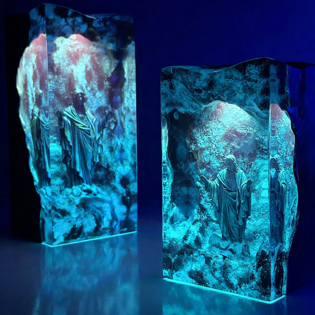 Azure Blue CaveStyle Resin Lamp With An Atmospheric GlowMade Of Epoxy Resin