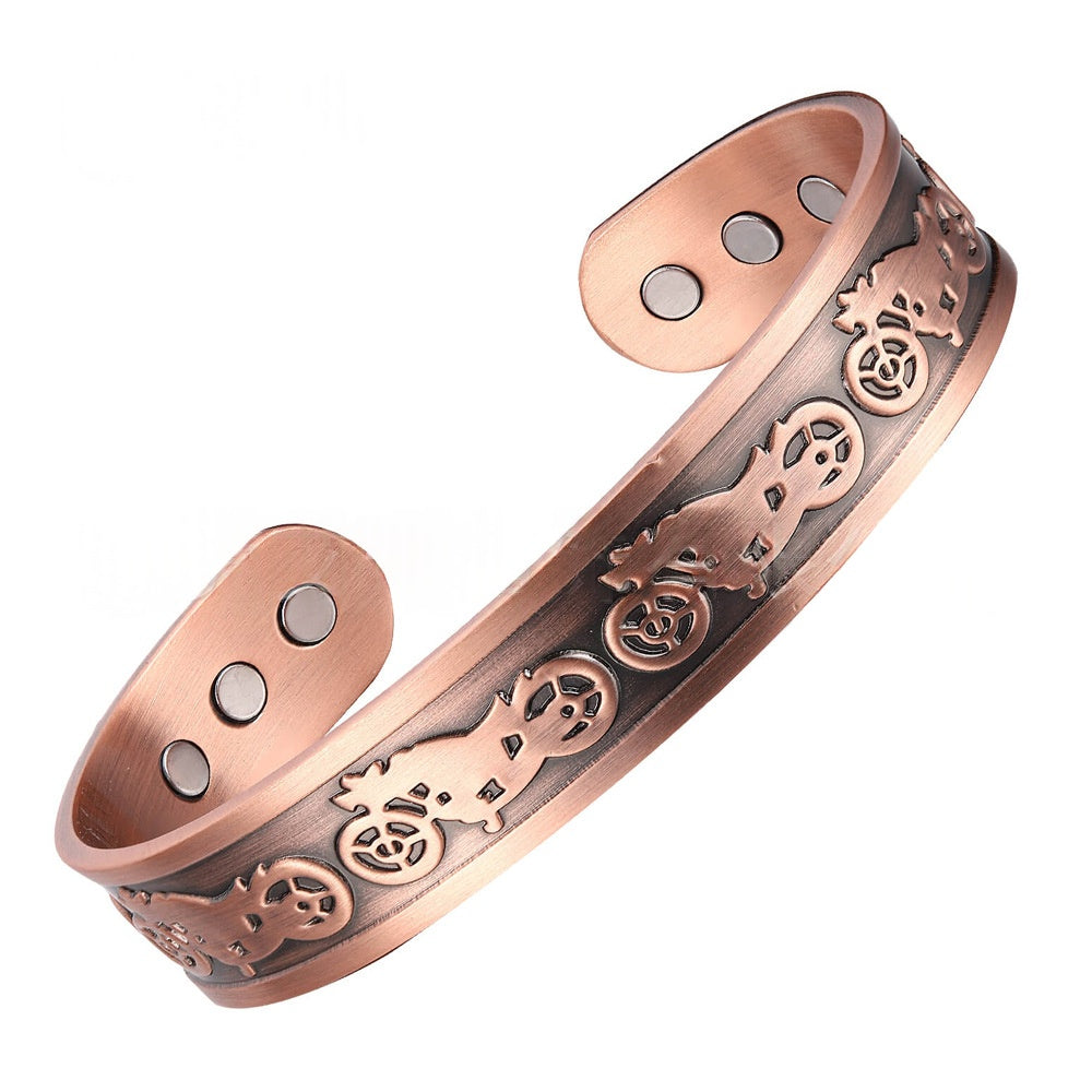 Mens Open-ended Magnetic Red Copper Bracelet