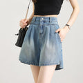 High-waisted A-line Relaxed-fit Capri Pants For Petite Figures With An Asymmetrical Design