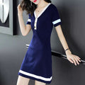 Womens Short-sleeved Fashionable Age-reducing Knit Dress