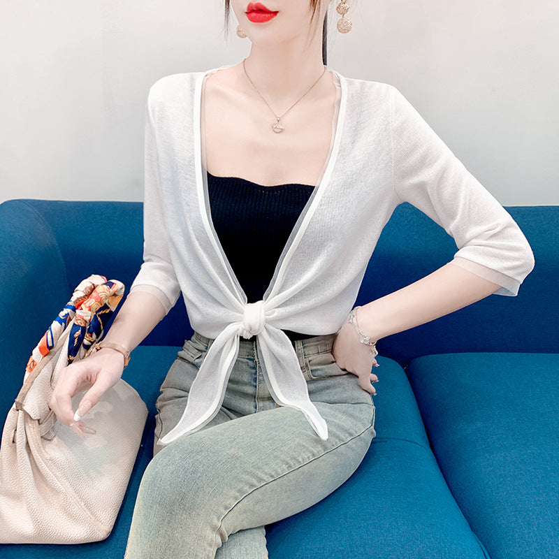 Lightweight Shawl With A Sophisticated Knit Cardigan