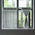 Striped With Tassel Half Blackout Window Curtains for Living Room Bedroom