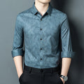 Mens Wrinkle-Resistant Ice-Silk Casual Shirt