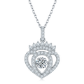 S925 Sterling Silver 0.5ct D Color VVS1 Moissanite Heart Crown Pendant Necklace 45cm Platinum Plated GRA Certified Gift Box