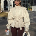 Womens Fallwinter Mandarin-collar Mid-length Coat