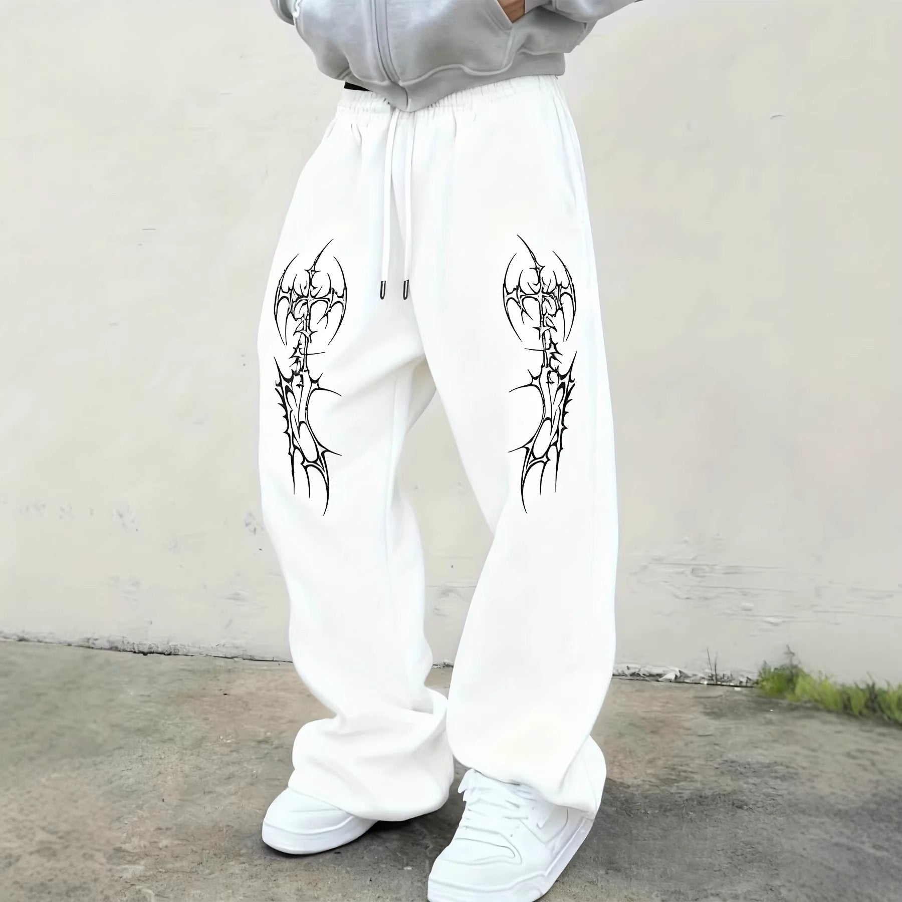 Loose-fit Pants With Dark Gothic Prints Unisex
