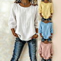 Womens Casual Long-sleeve Crew-neck T-shirt