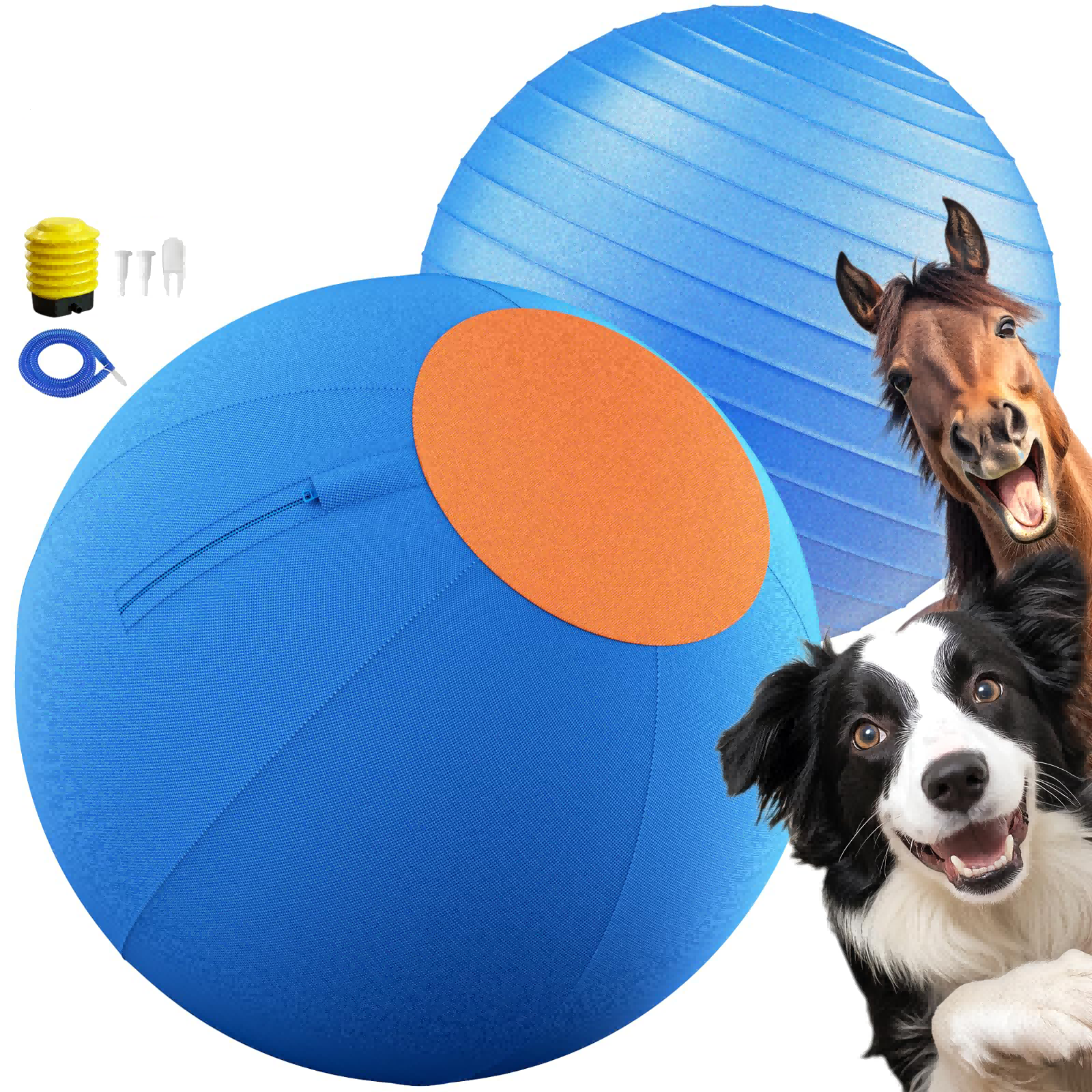 17.7'' Herding Ball For Dogs - Enhanced Chew Resistance & Heavy-Duty Material, Dog Toy Agility Equipment For Australian Shepherds,Collies, Includes 5 Repair Patches