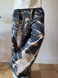 Abstract Crack Vein Printed Pleated Contrast Wide Leg Street Trousers