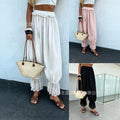 Womens Casual Cream-colored Lace-trimmed Bloomers