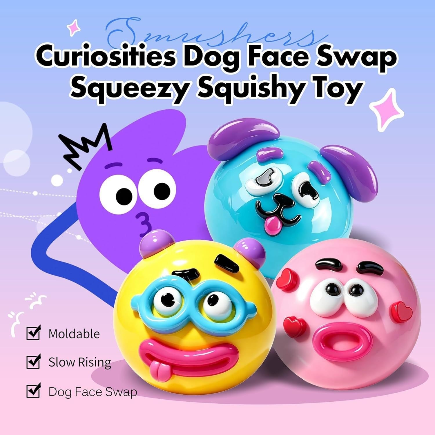 Funny Dog Changing Face Rainbow Pinch Music Slow Rebound Decompression Toy Press Net Celebrity Decompression Artifact