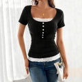 Fashionable Short-sleeve T-shirt Womens Lace Top Style