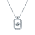S925 Sterling Silver 0.5ct Rectangle Moissanite Necklace 45cm Platinum Plated Pave Border GRA Certified Gift Box