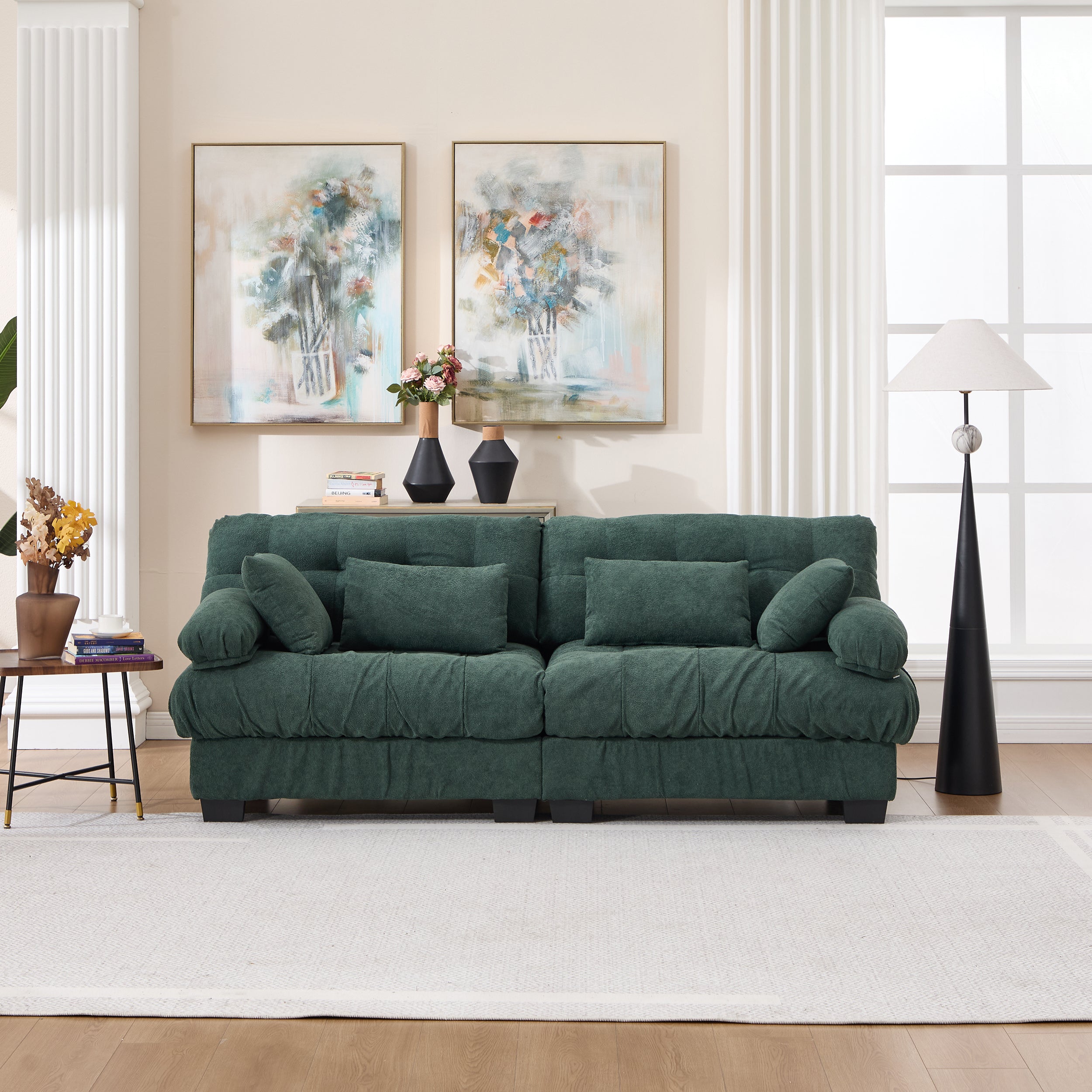 Cloud Couch Modular Sectional Sofa, Modern Loveseat Sectional Couches For Living Room,Deep Seat Modular Couch With Armrests Pillows,Comfy Advanced Flannelette Sofa For Bedroom 4pillow