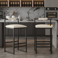 Set Of 2 Barstools Faux Leather Upholstered Bar Stools Modern Metal Frame Dining Chairs For Counter, Kitchen Island  Beige
