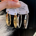 Gold Letter Big Hoop Earrings, European Retro Bold High-End Women Jewelry