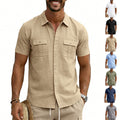 Multi-Pocket Cargo Lapel Short-Sleeve Casual Shirt