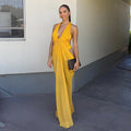 Deep V Sexy Pleated Waist Dress