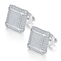 S925 Sterling Silver 176pcs D Color VVS1 Moissanite 3D Square Earrings 11.5mm Screw Back Hypoallergenic GRA Certified Gift Box