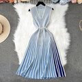 Womens Outfit Pearl-decorated Waist Belt With A Knitted Vest Dress