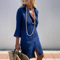 Womens Blouse Cardigan Dress Three-quarter-length Sleeves