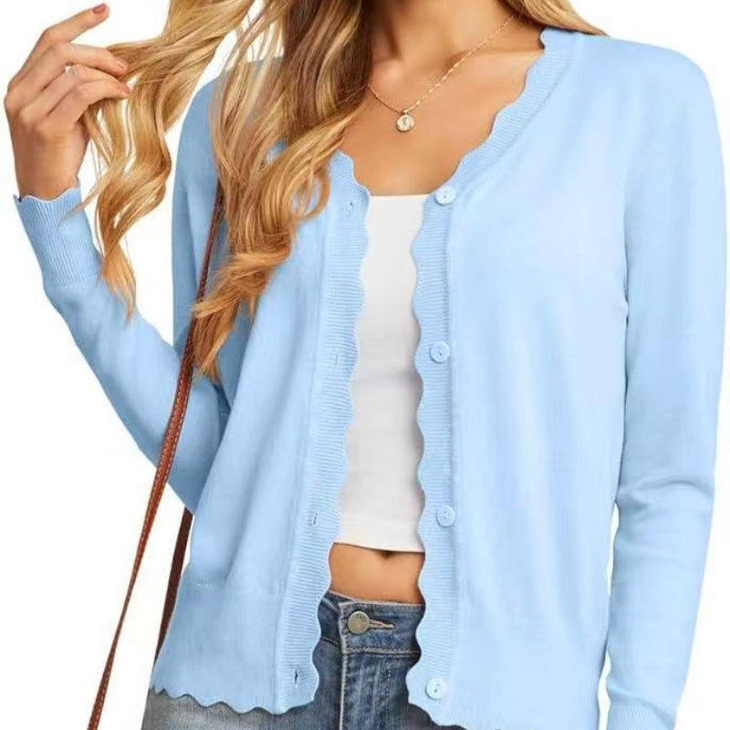 Fashionable Cropped Knit Cardigan Sweater