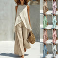 Womens Crew-neck Pullover Sleeveless Top And Long Pants Set