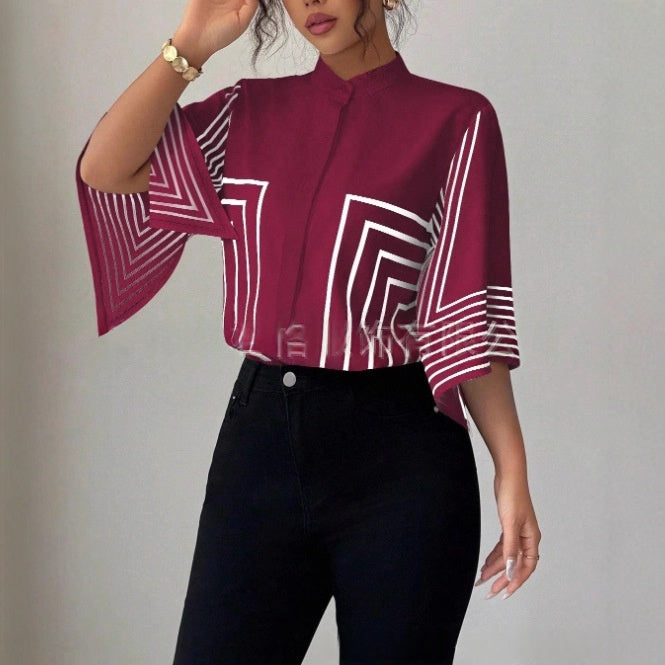 Casual Romantic Floral Loose-fit Shirt
