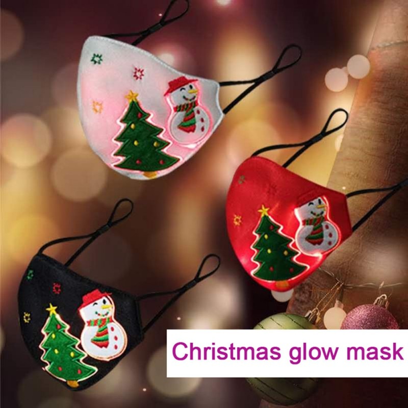 Christmas Glowing Mask 7 color changes LED Light Up Mask Christmas Party KTV Club Festival DIY Party Dress Up Mask Cosplay Props