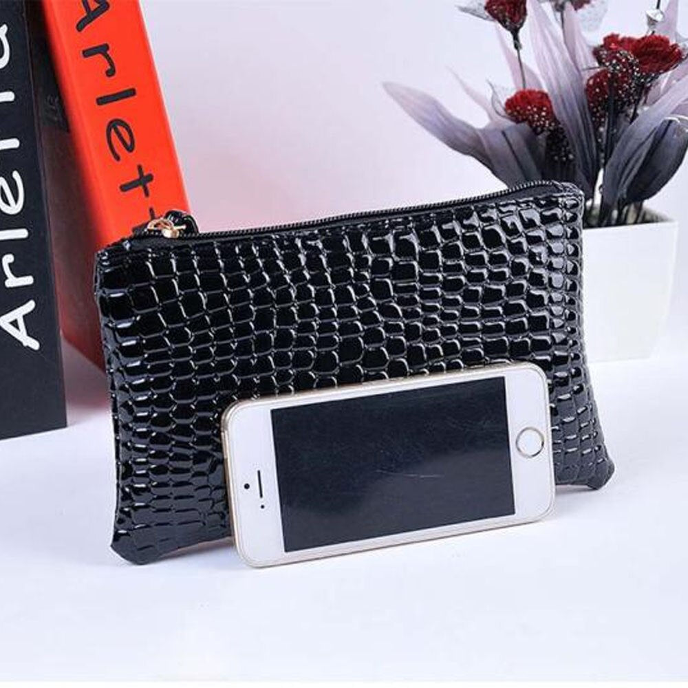 Women Leather Clutch Bag Coin Purse Black Zip Leather Wallet Purses Business Harajuku High Quality Кошелёк Женский #5