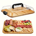 Cheese Tray With Clear Acrylic Lid Portable Charcuterie Board Suitable For Camping, Parties, Restaurants, And Holidays Serving Tray And Cutting Board For Appetizers, Deli Meats, And Snacks.