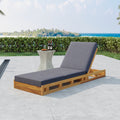 LOUNGE CHAISE SET, ACACIA SOLID WOOD WITH LOUNGE CUSHION  DARK GREY & TRIPLE FOLD  - MATCHING CREAM VERSION AVAILABLE