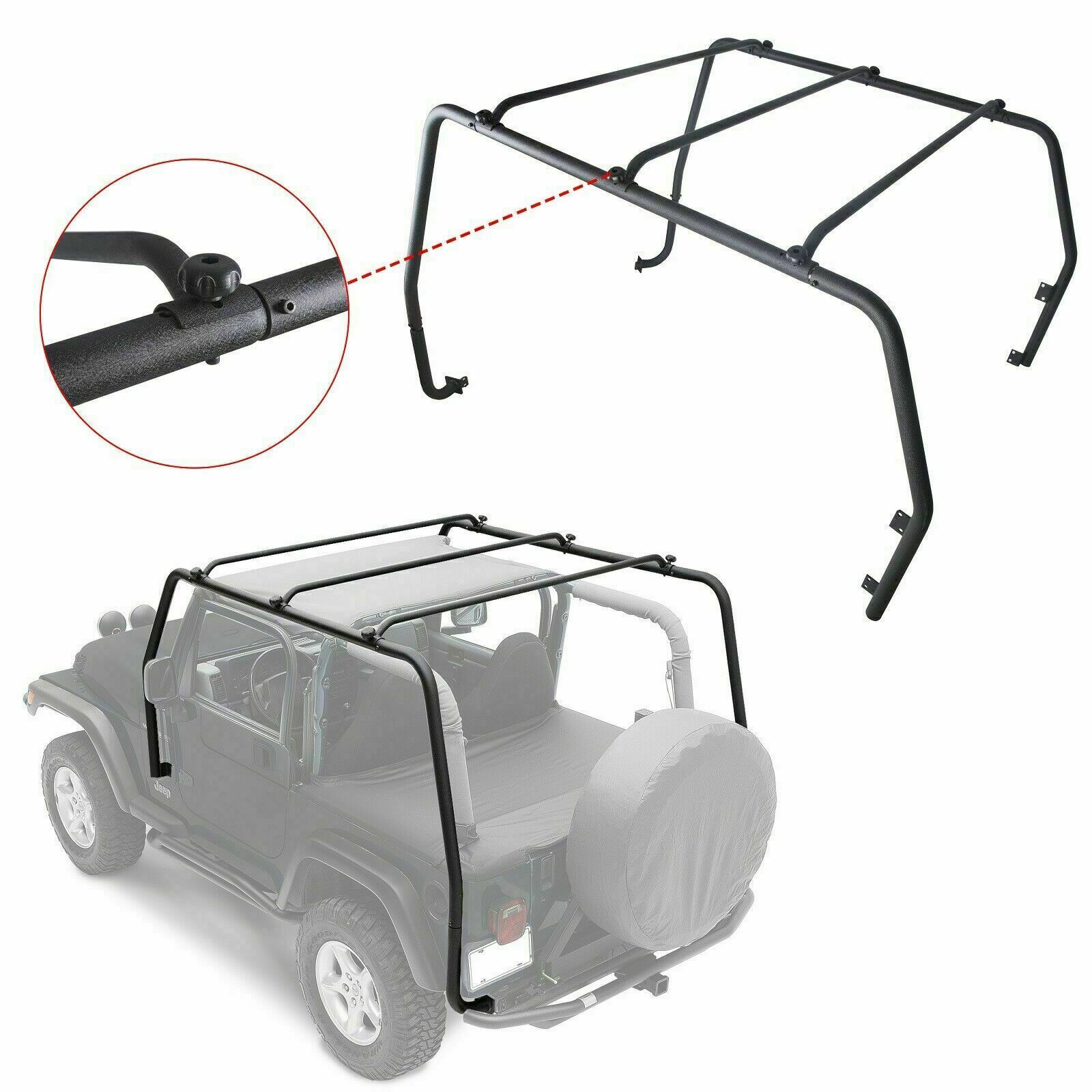Powder Coated Roof Rack For 97-06 TJ 97-06 Wrangler Rubicon Textured Black 76713
