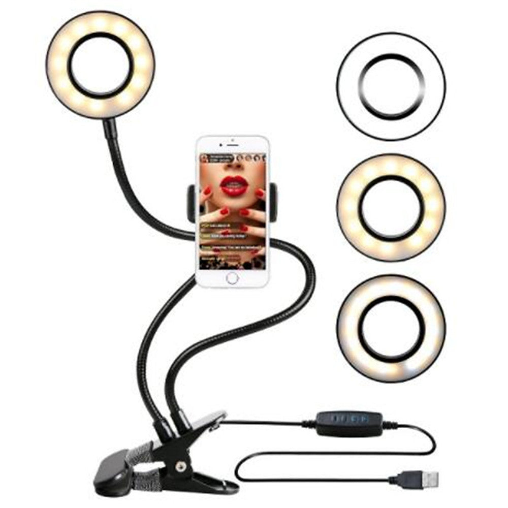 Photo Studio Selfie LED Ring Light with Cell Phone Mobile Holder for Youtube Live Stream Makeup Camera Lamp for iPhone Android