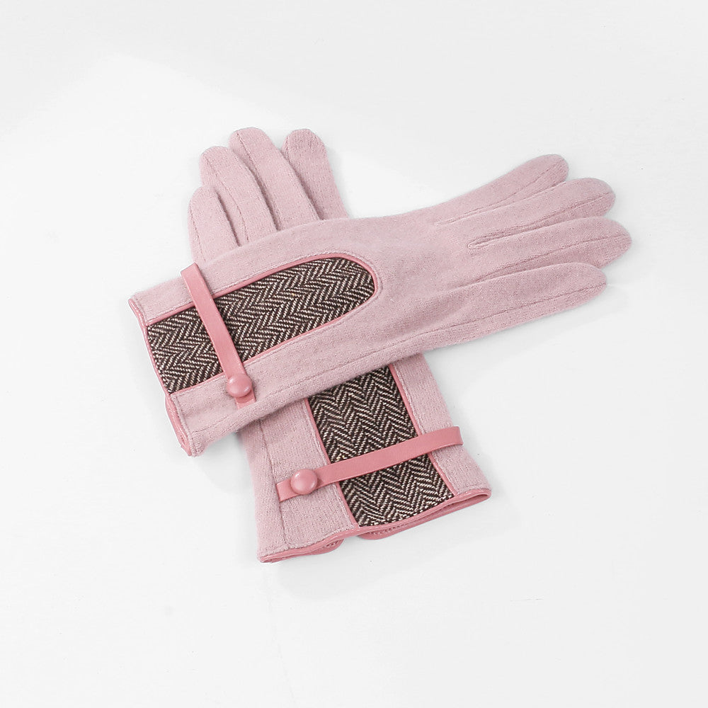 Nylon / Wool Wrist Length Glove Artistic Style / Vintage Style With Button