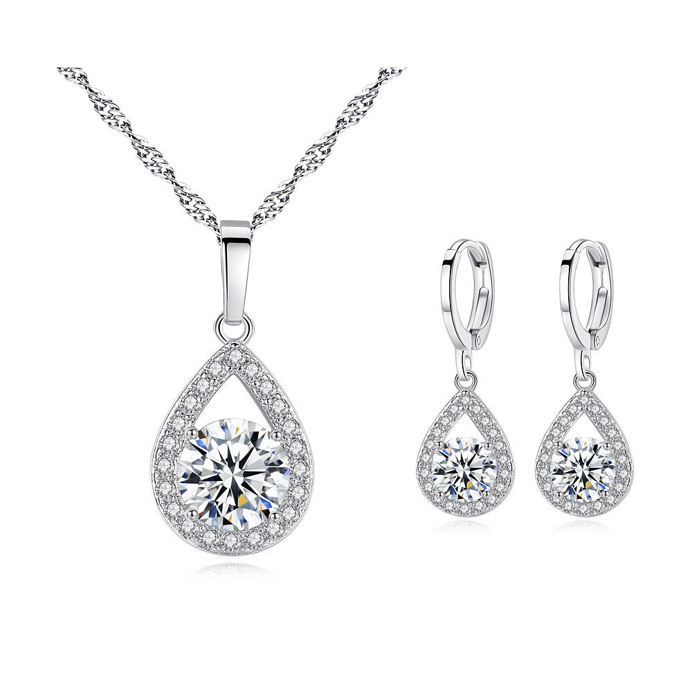 Women's Cubic Zirconia Bridal Jewelry Sets Classic Drop Sweet Elegant Earrings Jewelry Silver For Party Gift 1 set