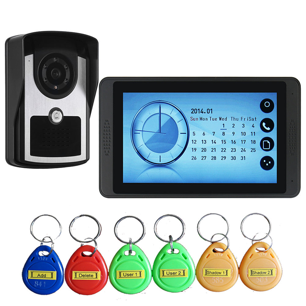 620FCID11 Wired Alarm Clock / Built in out Speaker / Camera 7 inch Hands-free 800*480 Pixel One to One video doorphone