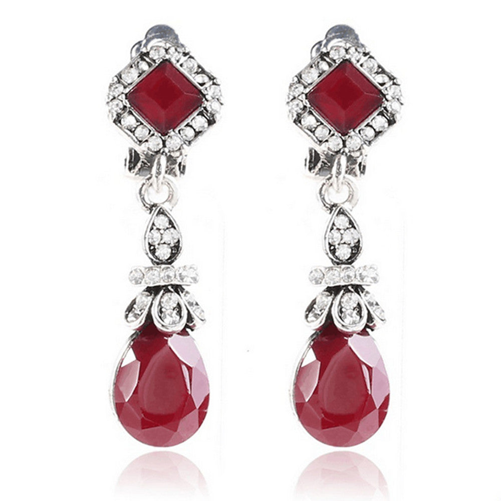 Women's Crystal Drop Earrings Retro Boho Imitation Diamond Earrings Jewelry Black / Red For Daily Festival 1 Pair