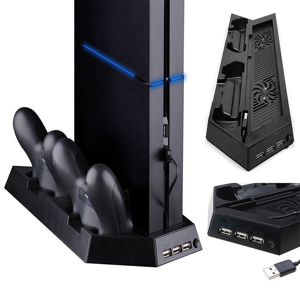Vertical Stand Charger for PS4 / PS4 Pro / PS4 Slim] Dual Controller Charging Station with Cooling Fan for Sony Playstation 4