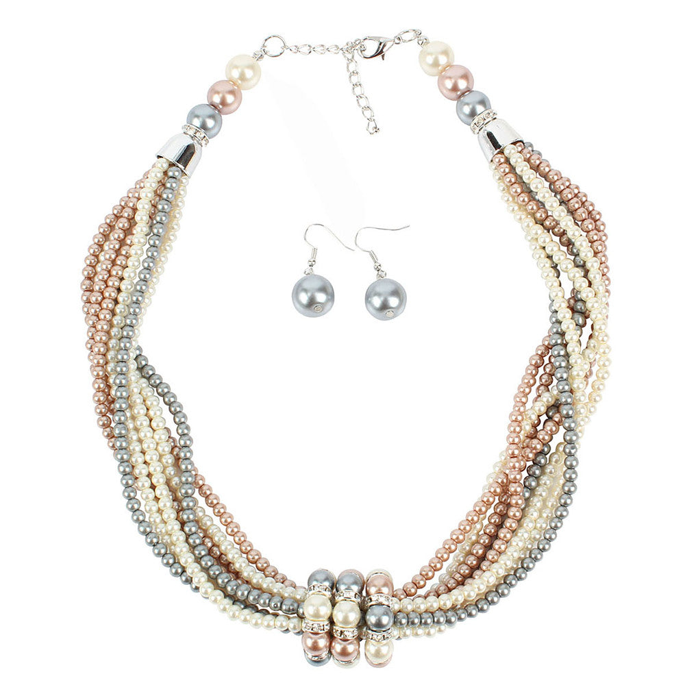 Women's Pearl Bridal Jewelry Sets Layered Love Statement Colorful Imitation Pearl Earrings Jewelry Grey / White For Wedding Party 1 set