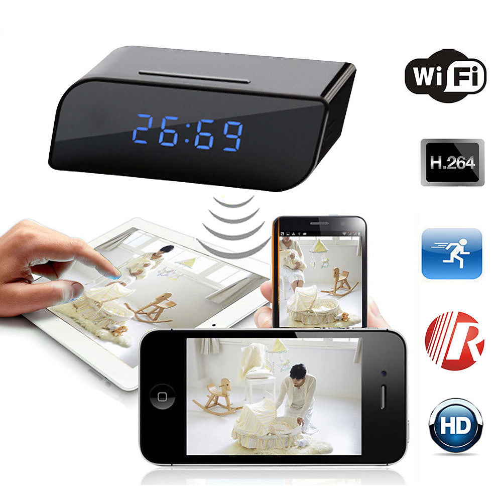 HD 720P Mini Wireless Wifi Indoor IP Camera Motion Detection Security Alarm Clock IR Night Vision Network DV 160° Viewing Angle Home Security Camera for Baby Room Bedroom