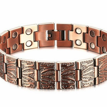 Mens Solid Copper Double-Row Fully Magnetic Bracelet