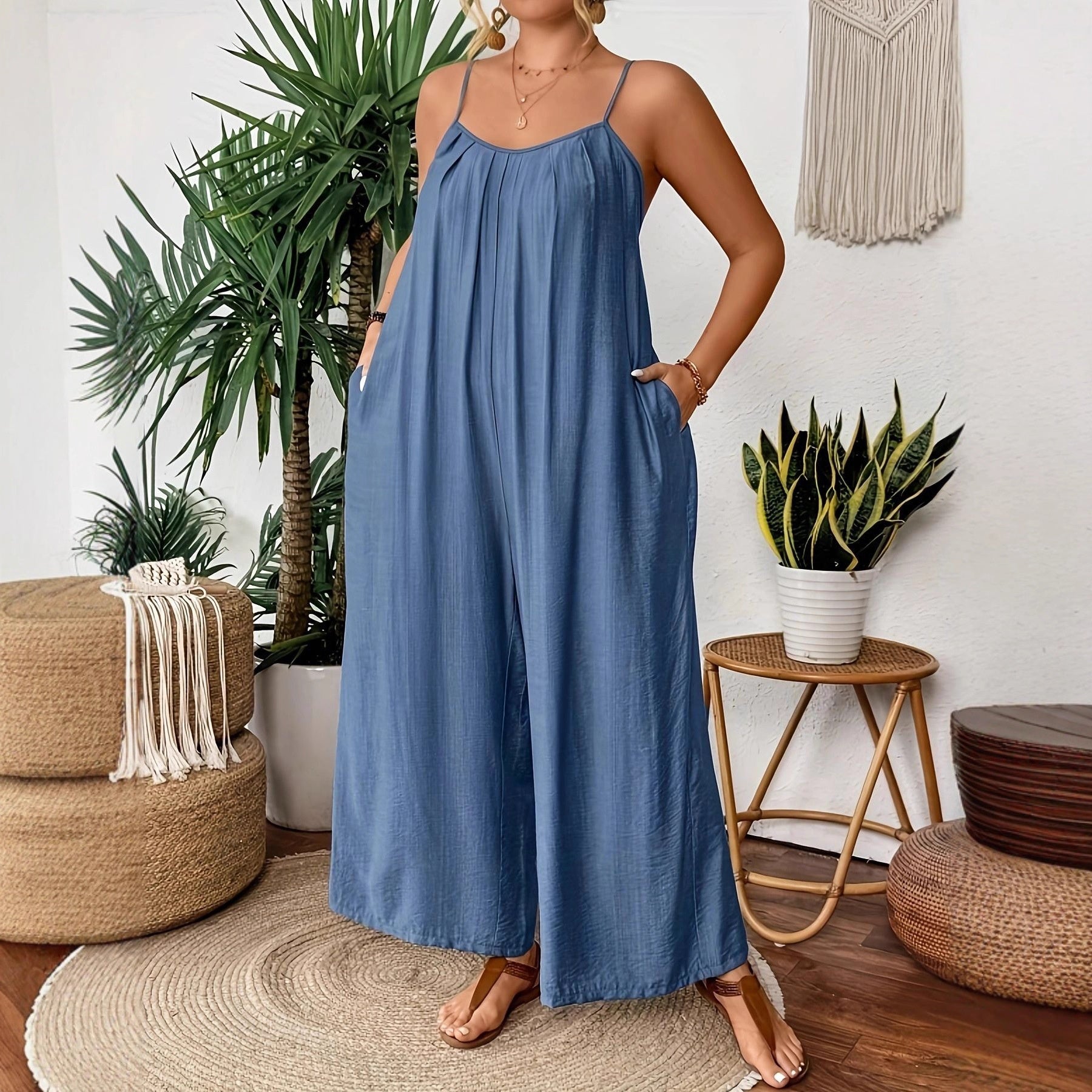 Chic Casual Strap Wide-leg Jumpsuit