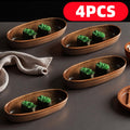 Four-piece Japanese Boat-shaped Sushi Platter, Stylish Handmade From Wood, Durable, Easy To Clean, And Non-contact Kitchenware, Suitable For Serving Fruits, Nuts, And Desserts.