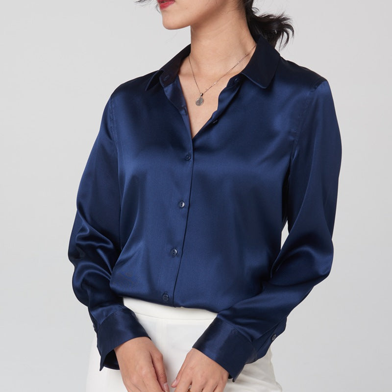Professional-style Color-blocked Commuter Shirt Slim-fit Square-neck Top