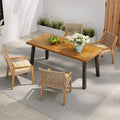 Outdoor Dining Set -Premium Acacia Wood Della Table & Wicker Chairs With Cream Cushion For Comfortable Dining Experience,Suitable For Large Gatherings 1 Table   4 Chairs